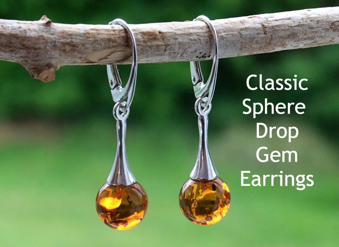 Classic Sphere Drop Gem Earrings