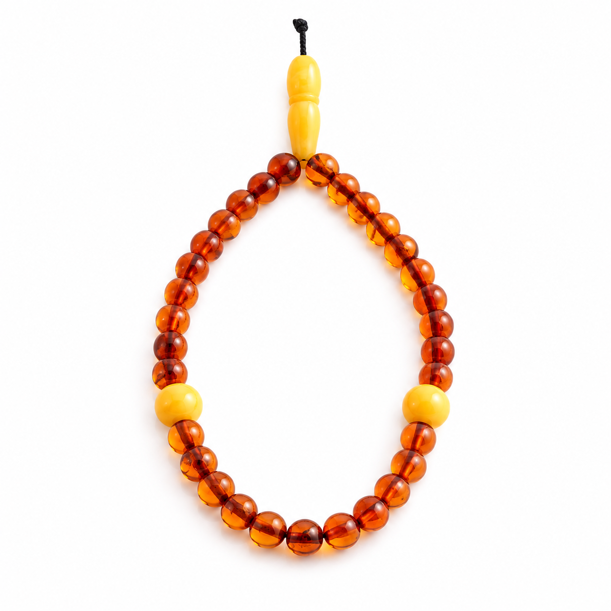 Baltic Amber Mala Prayer Beads – Butterscotch & Cognac – Buddhist Meditation Strand