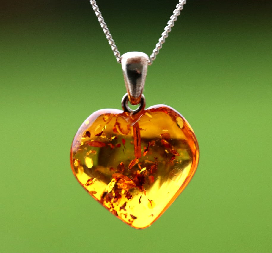 Heart-Shaped Baltic Amber Pendant