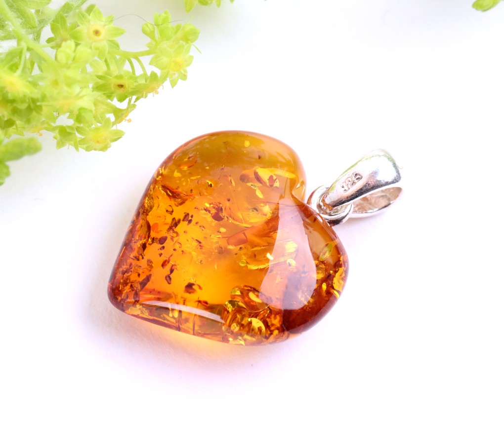 Heart-Shaped Baltic Amber Pendant
