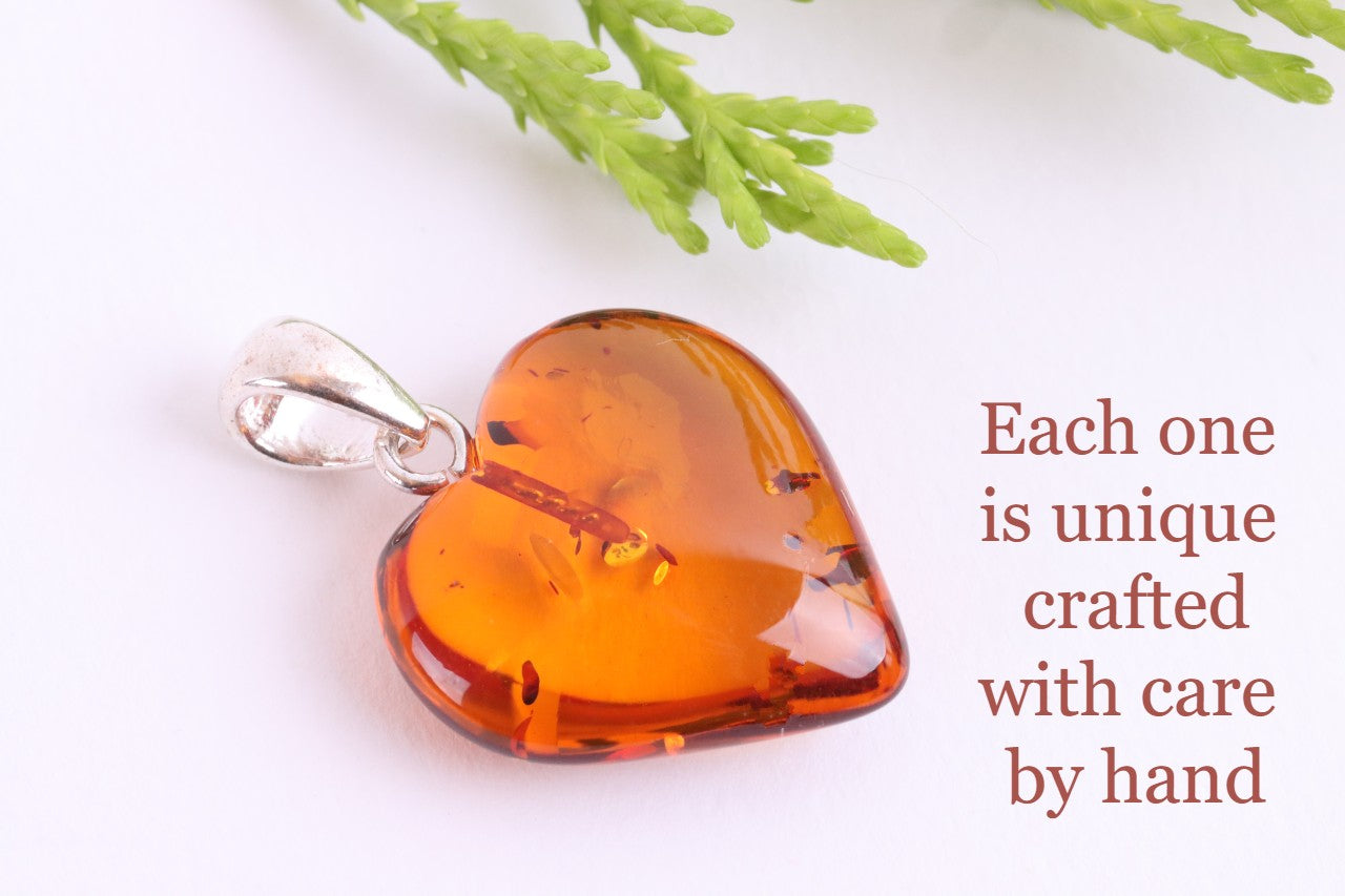 Heart-Shaped Baltic Amber Pendant