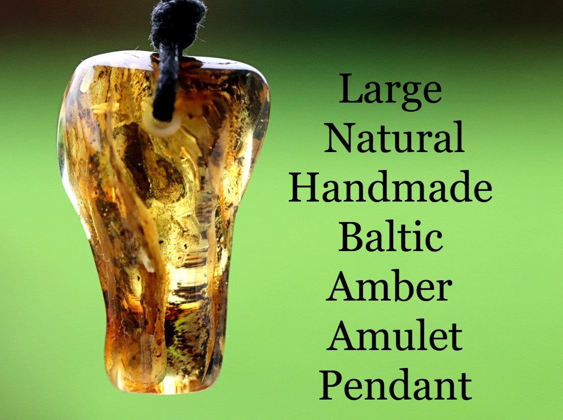Large Natural Handmade Baltic Amber Amulet Pendant