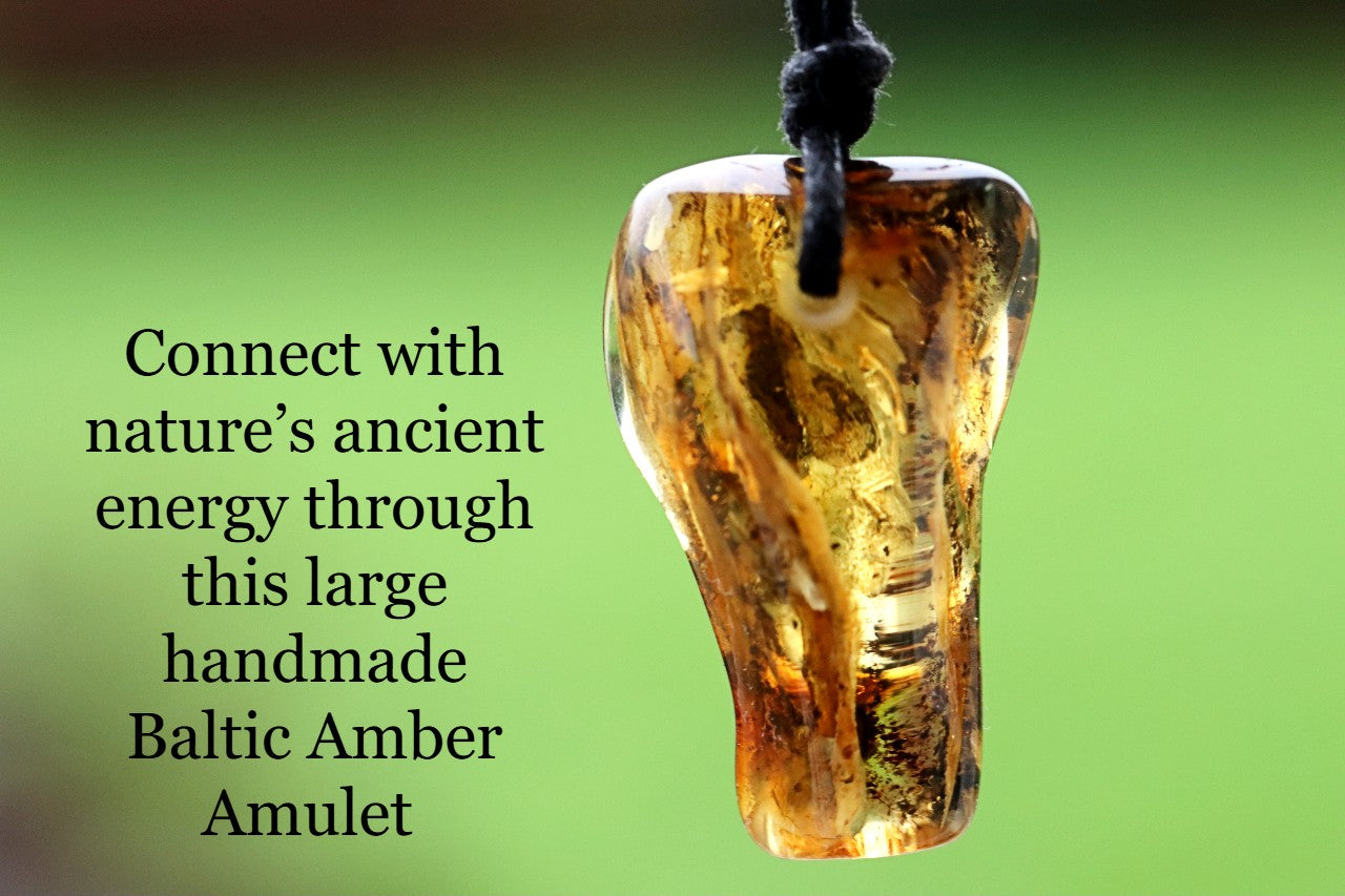 Large Natural Handmade Baltic Amber Amulet Pendant