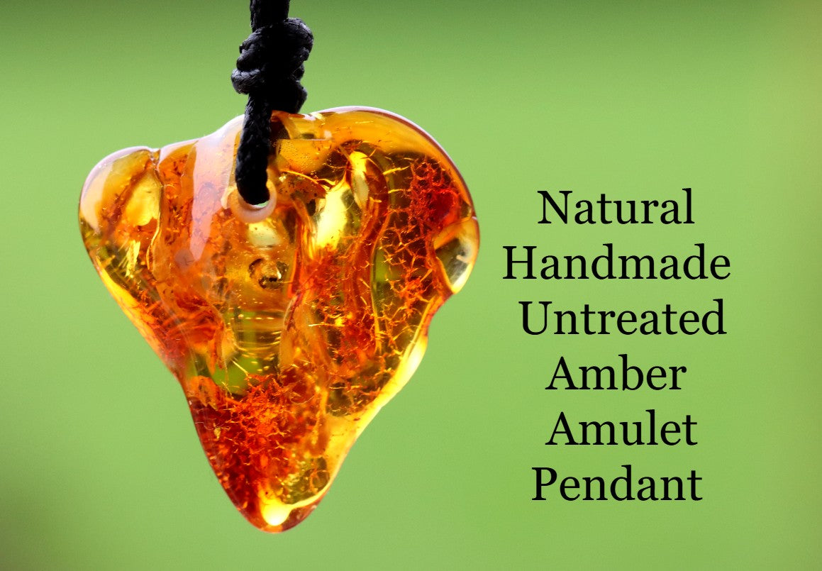 Natural Handmade Amber Amulet Pendant for for Luck