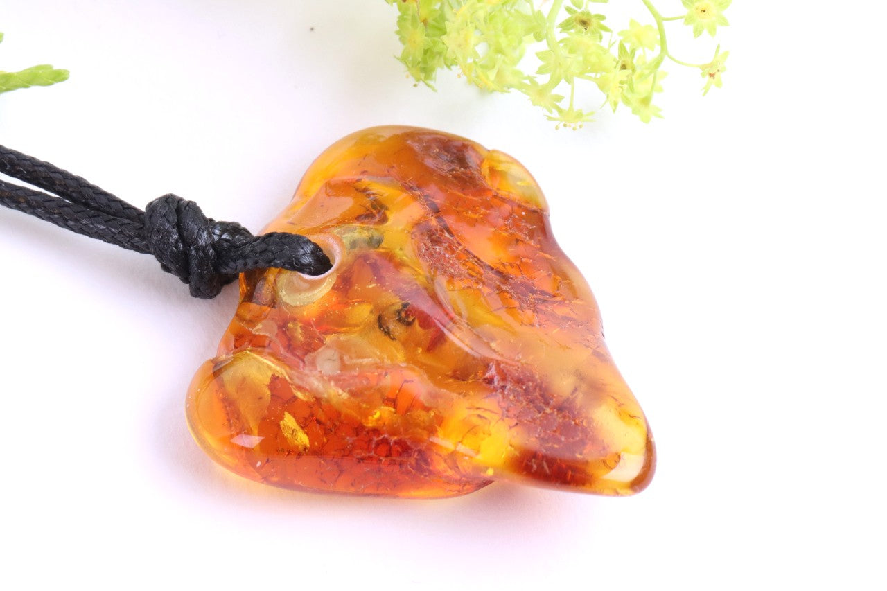 Natural Handmade Amber Amulet Pendant for for Luck