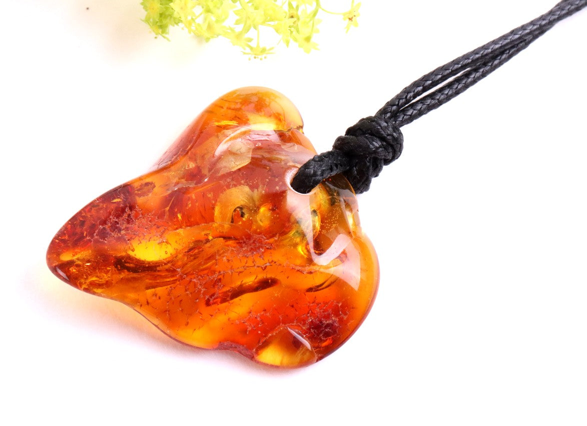Natural Handmade Amber Amulet Pendant for for Luck