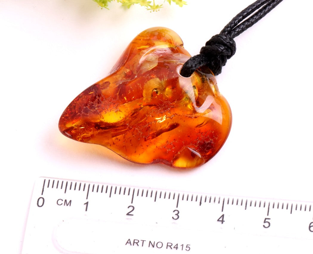 Natural Handmade Amber Amulet Pendant for for Luck