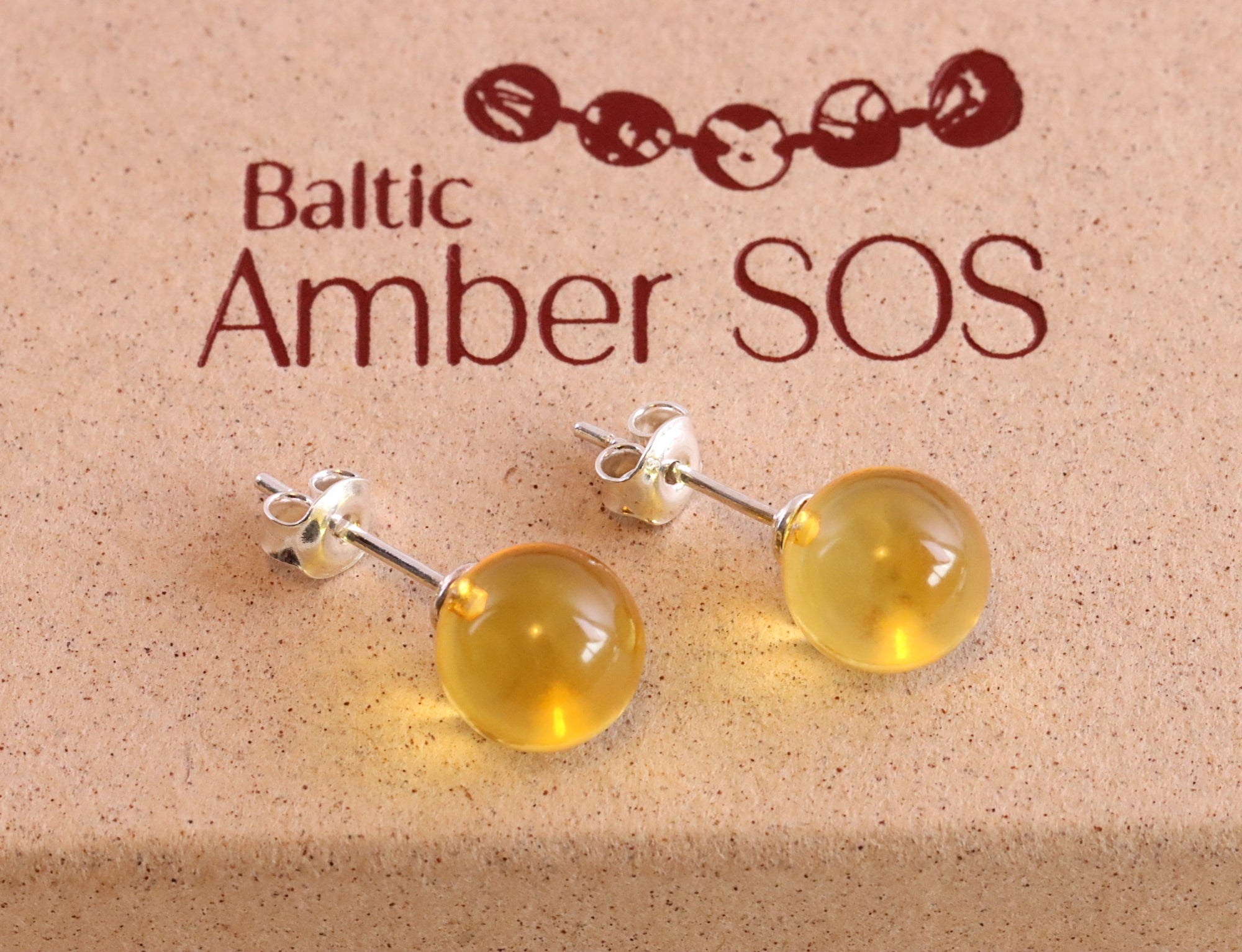 Amber Gem Stud Earrings