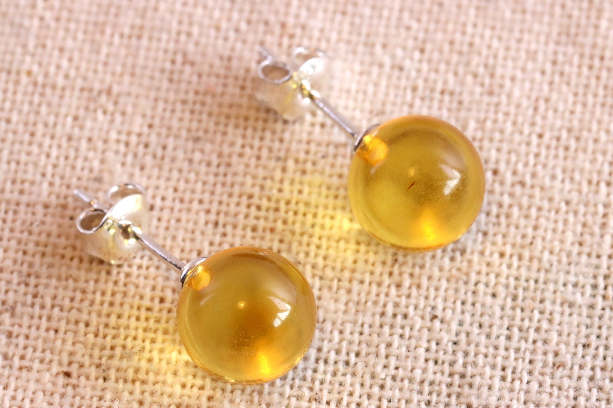 Amber Gem Stud Earrings