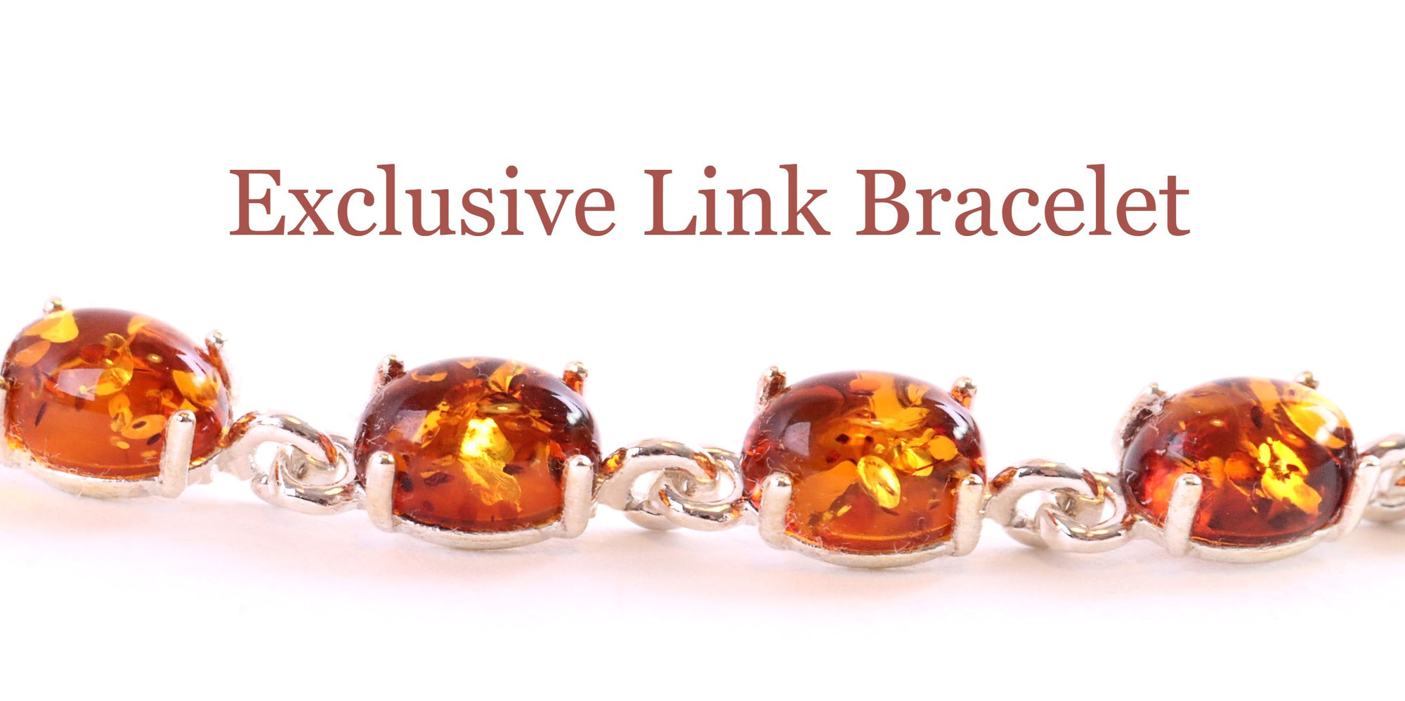 Quality Sterling Silver Links and Amber Gemstones Bangle