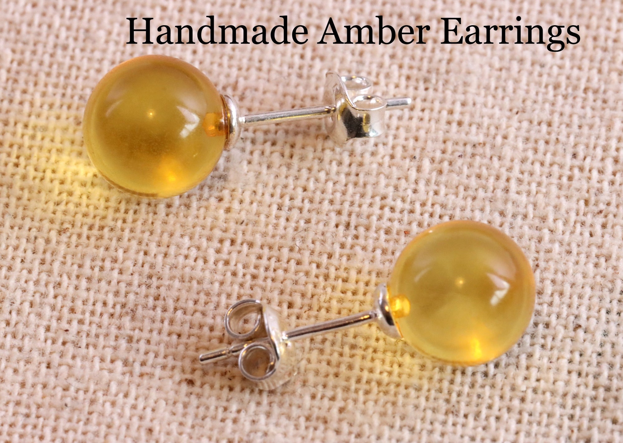 Amber Gem Stud Earrings