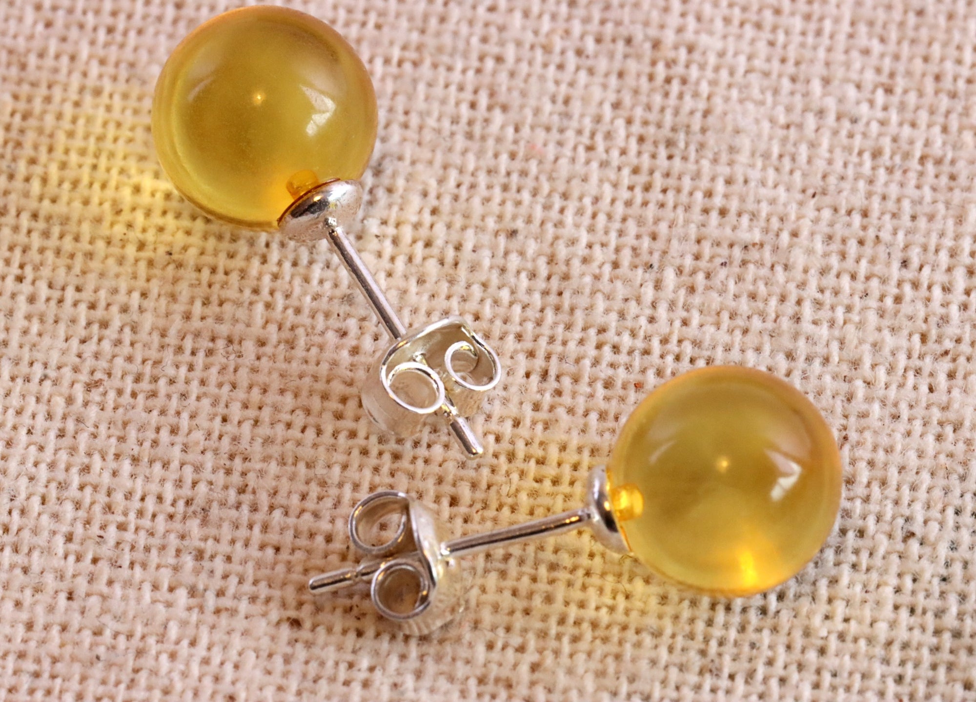 Amber Gem Stud Earrings