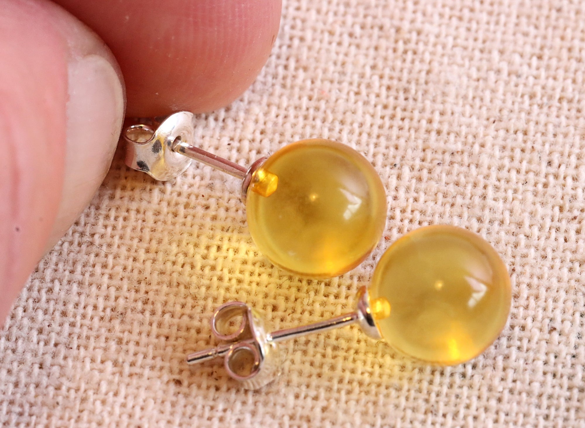 Amber Gem Stud Earrings