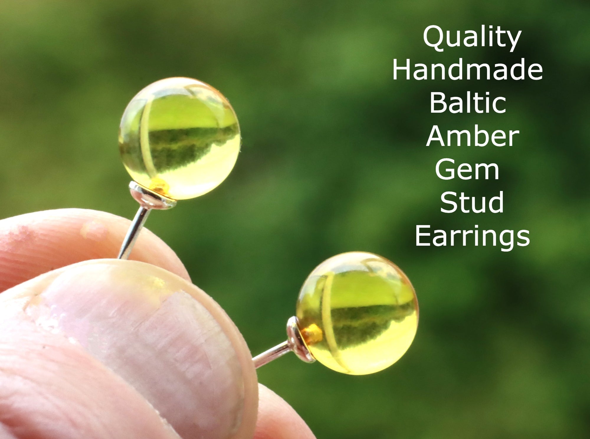 Amber Gem Stud Earrings