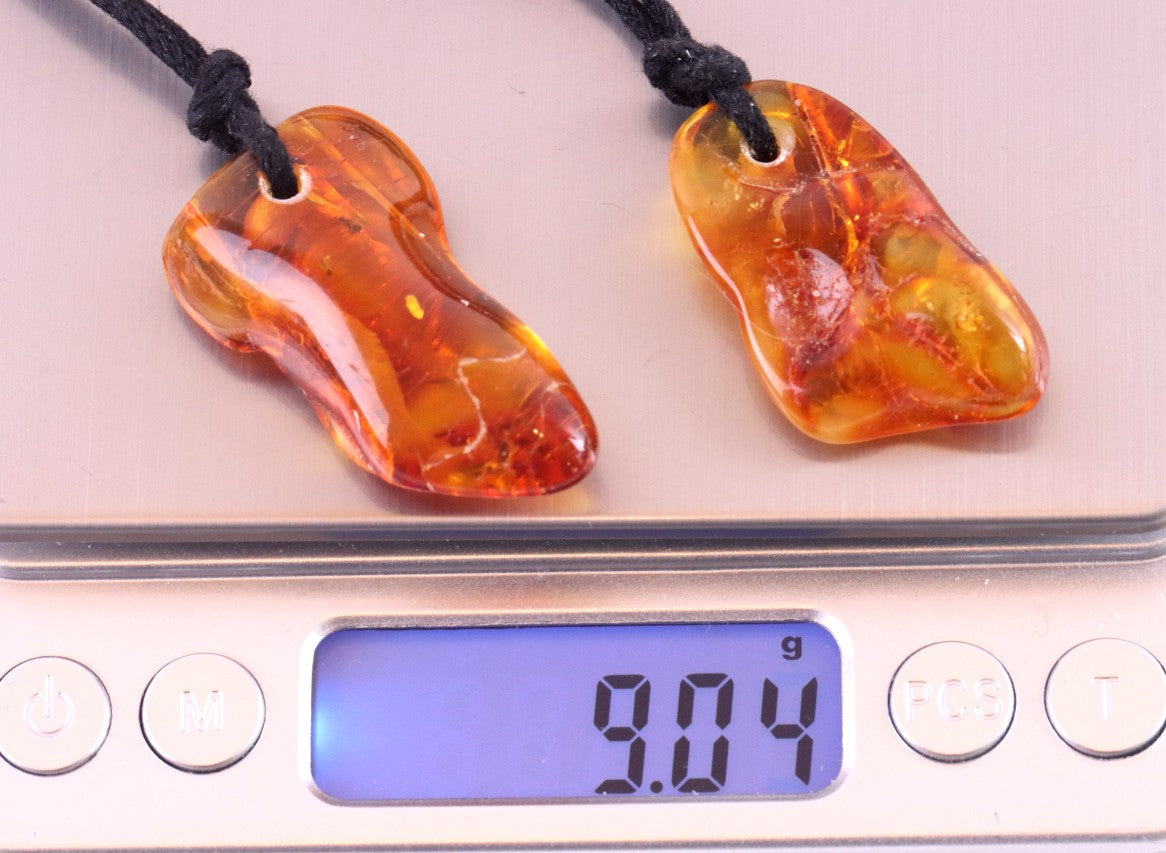 Special Offer – 2 Amber Amulet Pendants with Insect Inclusions