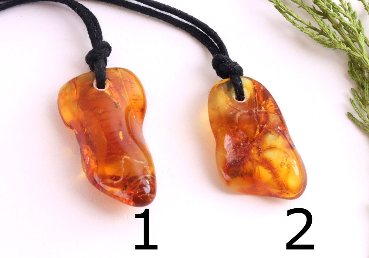 Special Offer – 2 Amber Amulet Pendants with Insect Inclusions
