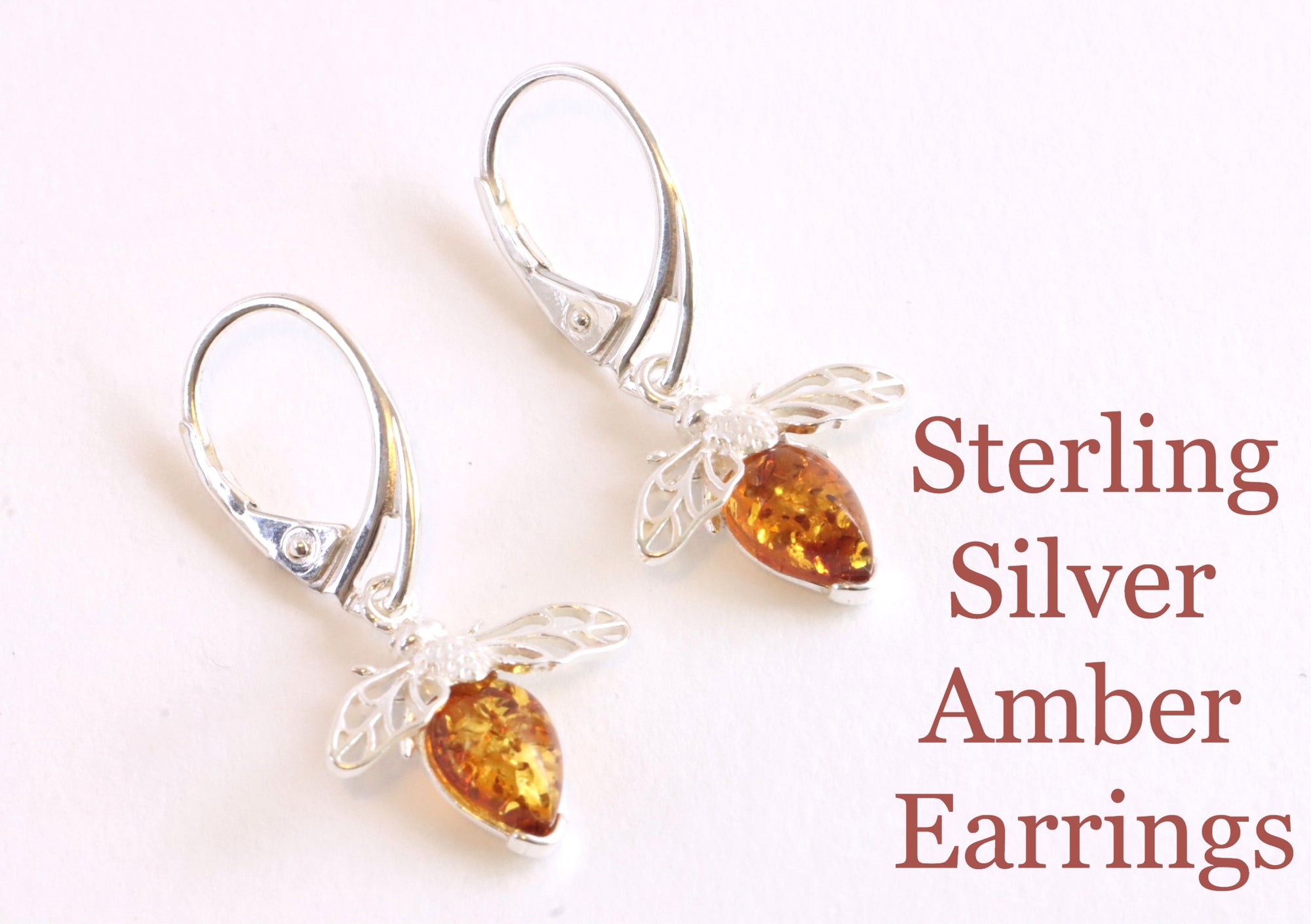 Honey Bee Amber Earrings