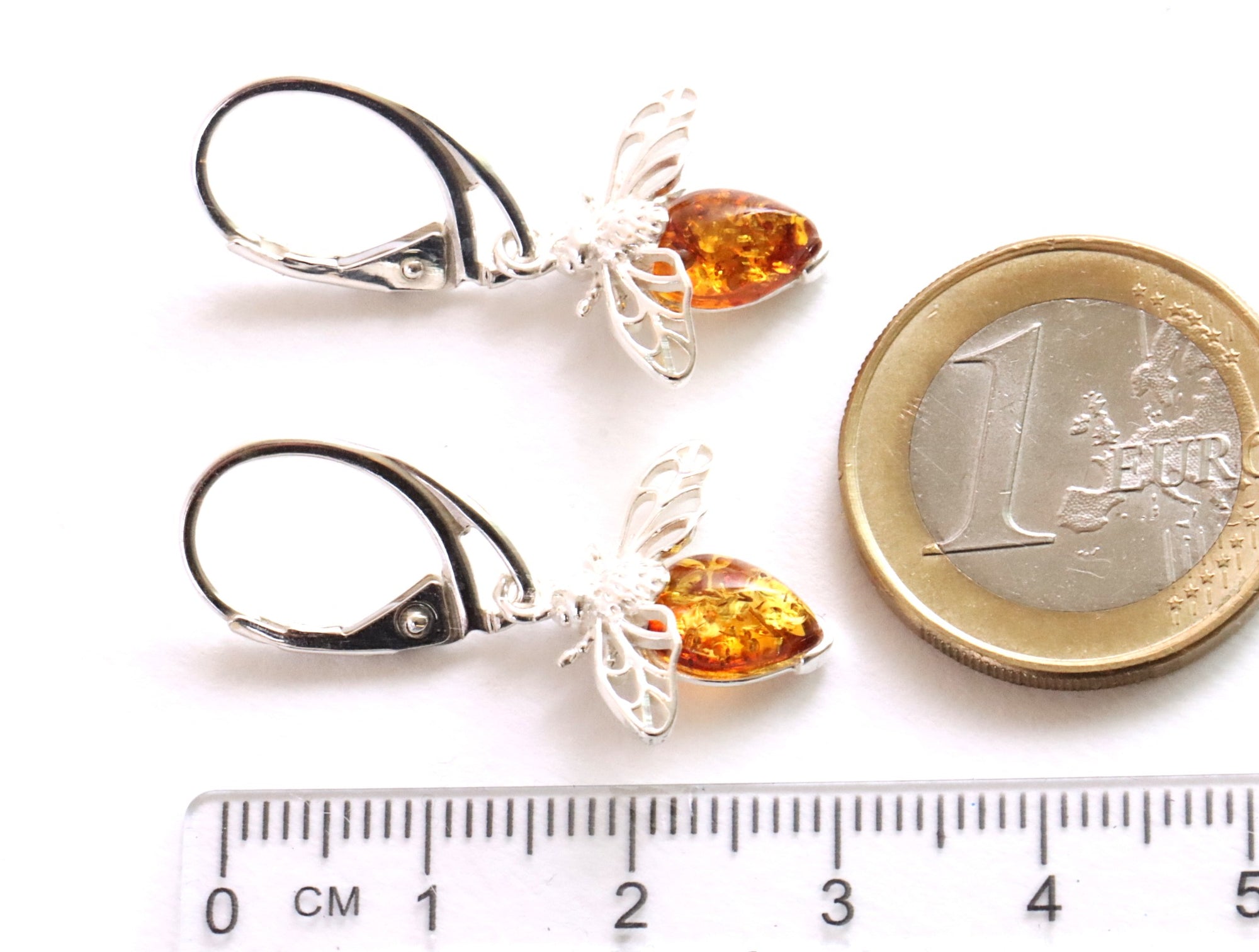 Honey Bee Amber Earrings