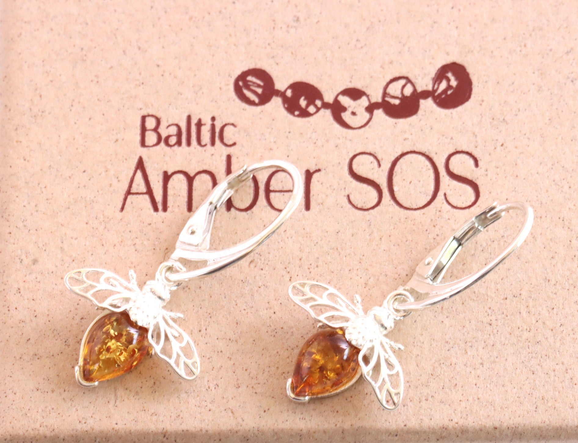 Honey Bee Amber Earrings