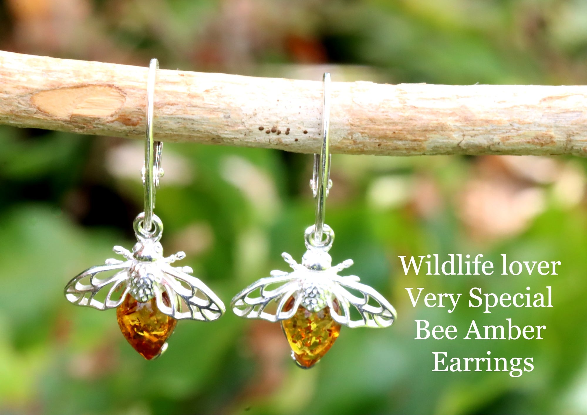 Honey Bee Amber Earrings