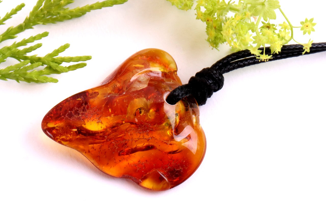 Natural Handmade Amber Amulet Pendant for for Luck
