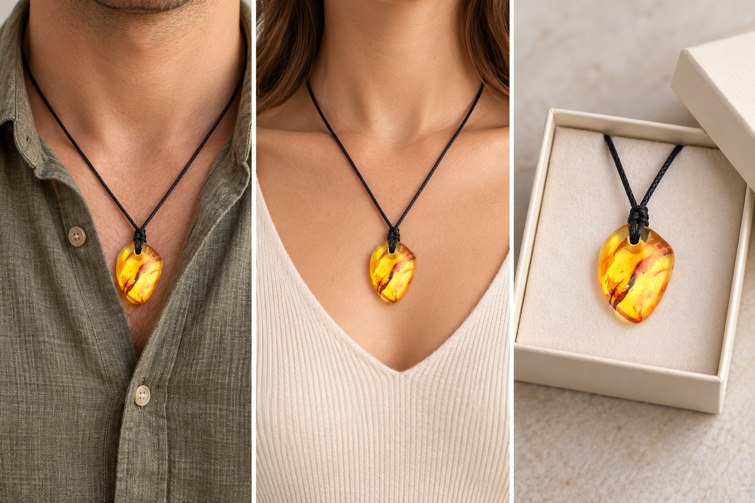 Baltic Amber Amulet, Carry the sun’s warmth and nature’s power wherever you go.