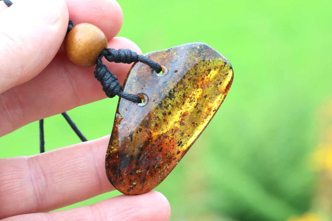 Natural Baltic Amber Amulet Pendant for Mindfulness and Protection