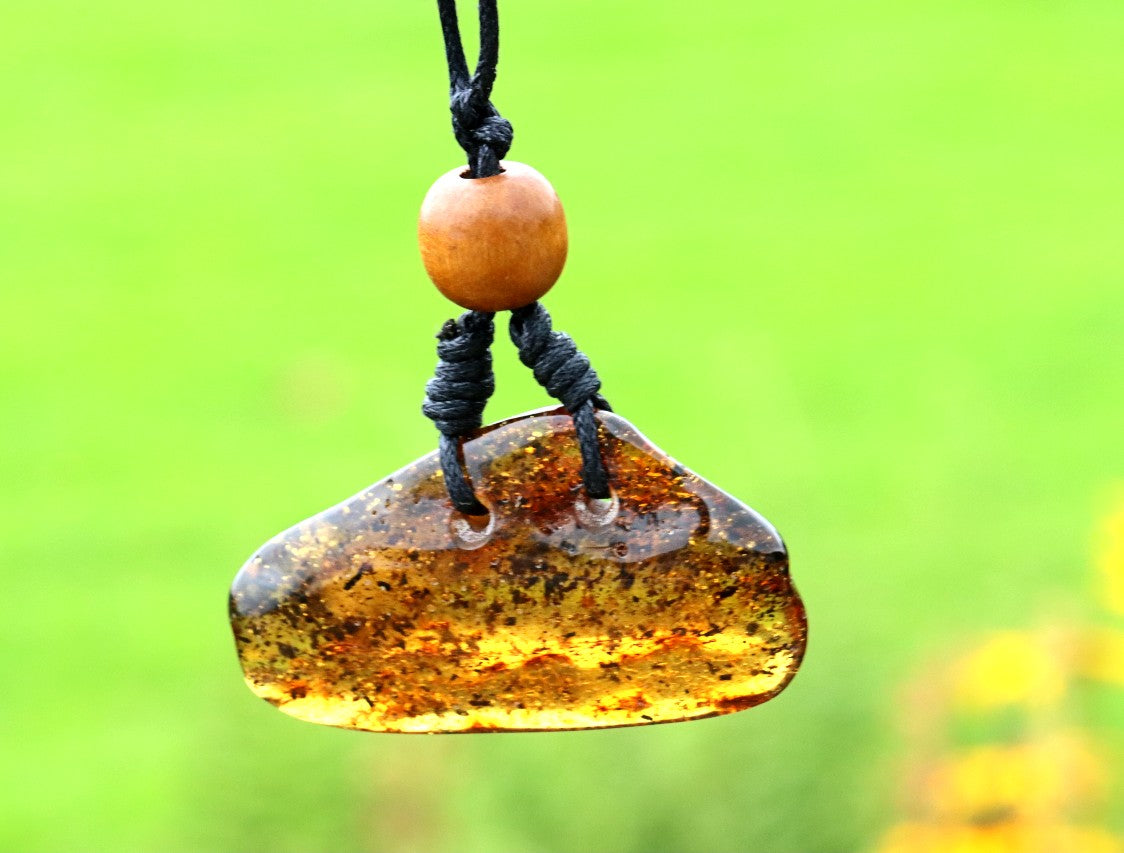 Natural Baltic Amber Amulet Pendant for Mindfulness and Protection