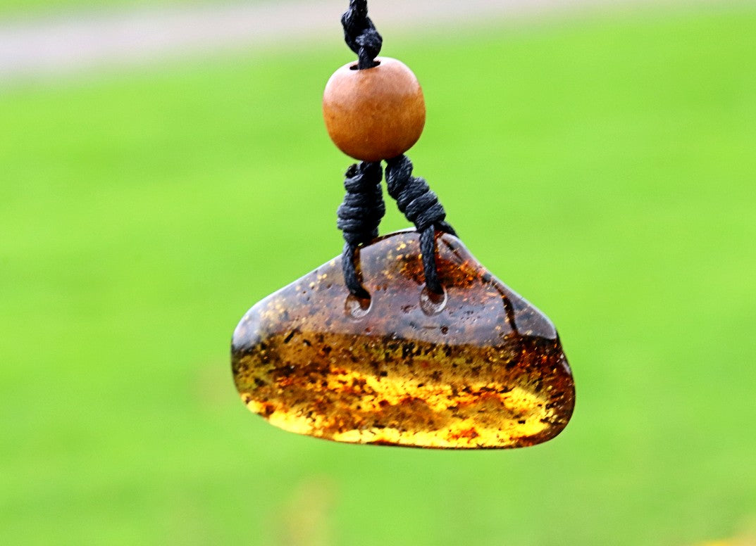 Natural Baltic Amber Amulet Pendant for Mindfulness and Protection