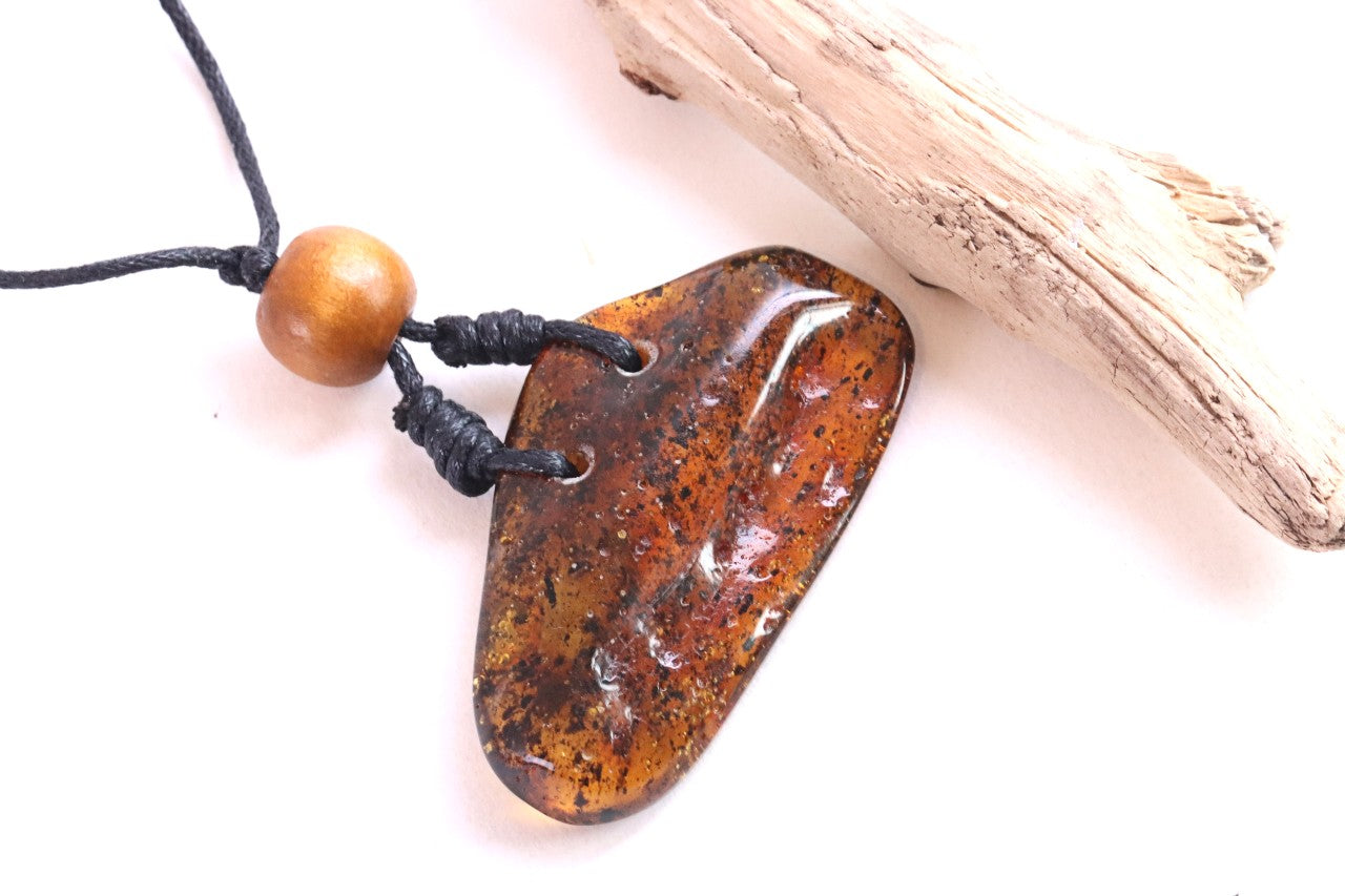 Natural Baltic Amber Amulet Pendant for Mindfulness and Protection