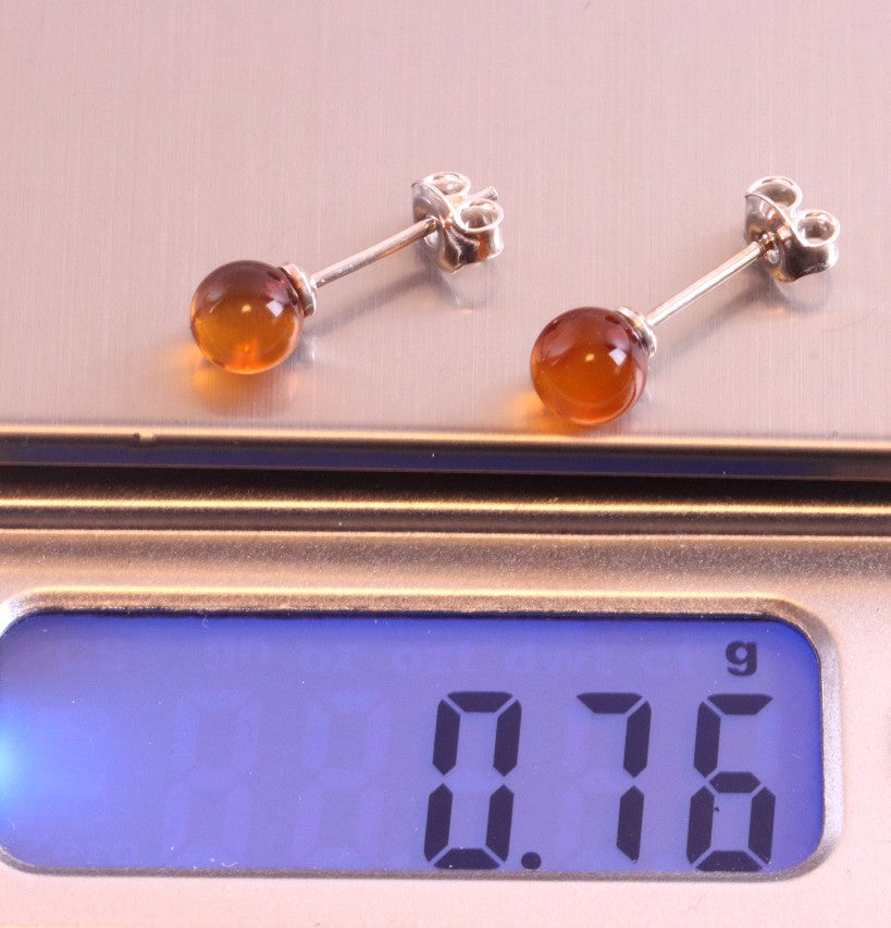 Petite Round Stud Amber Earrings