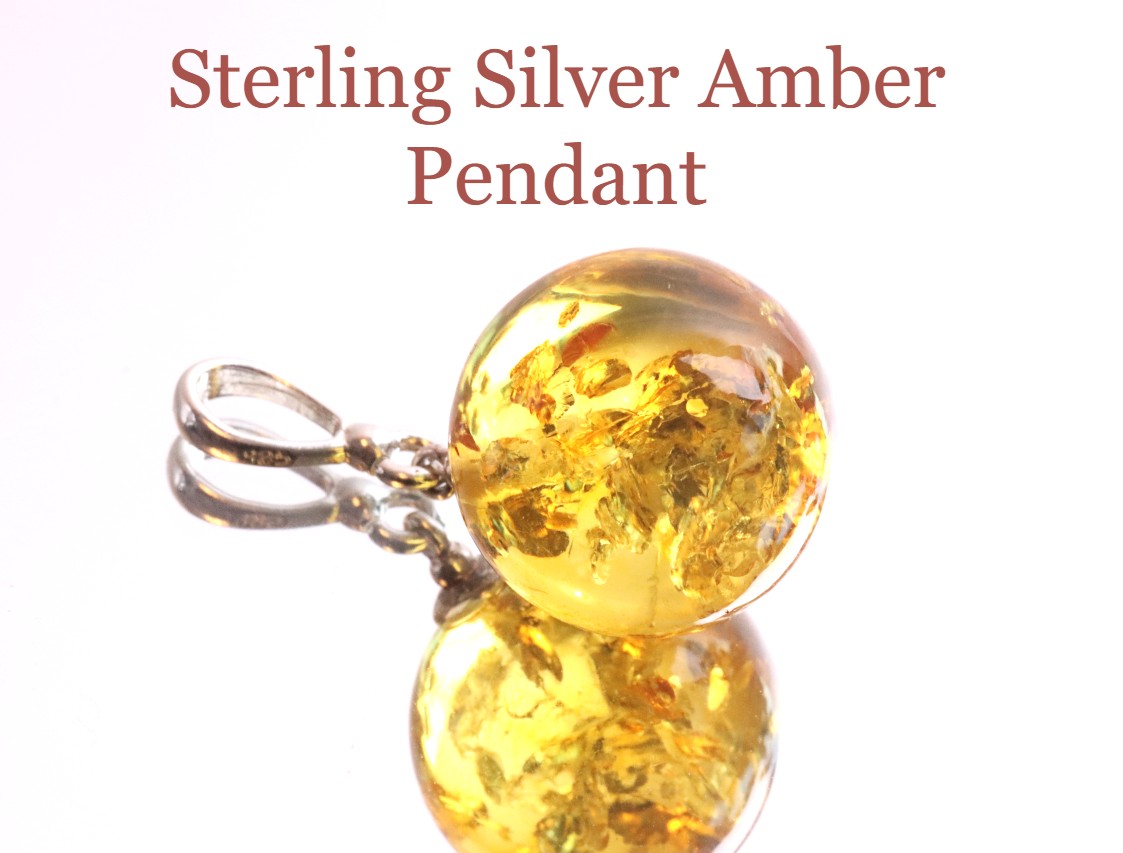 Sterling Silver Honey Drop Amber Pendant