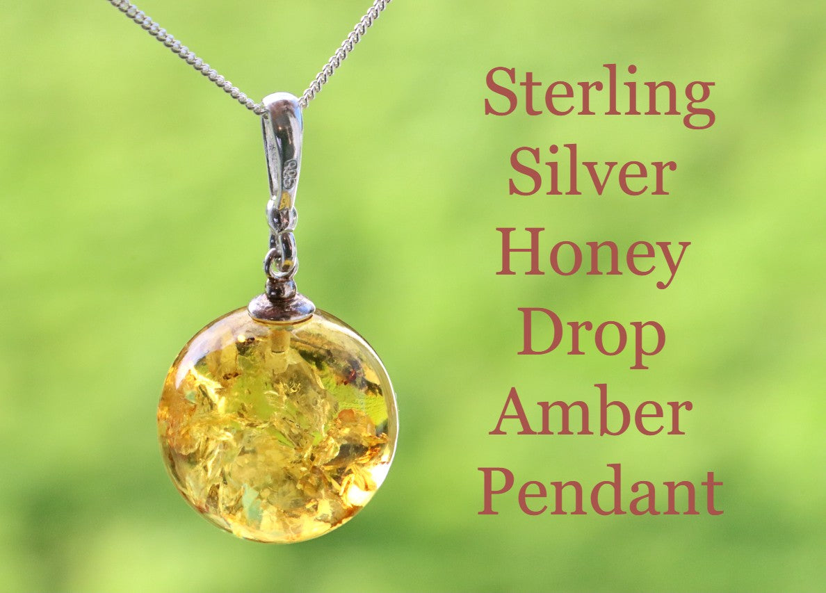 Sterling Silver Honey Drop Amber Pendant