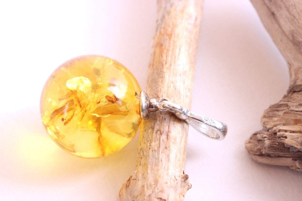 Sterling Silver Honey Drop Amber Pendant