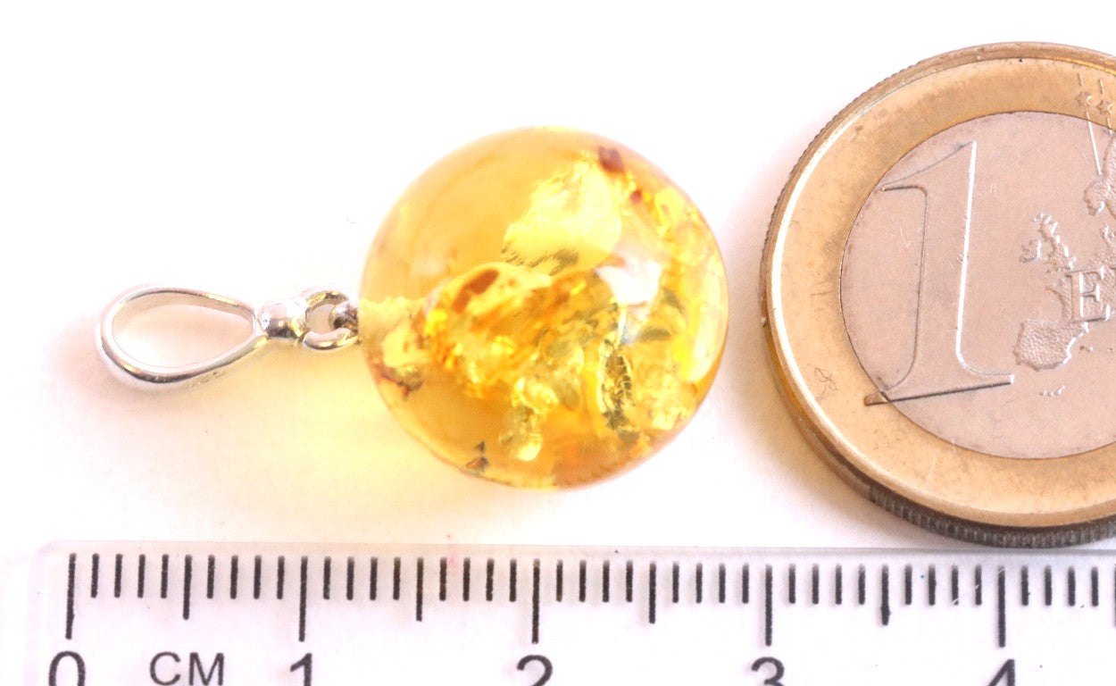 Sterling Silver Honey Drop Amber Pendant