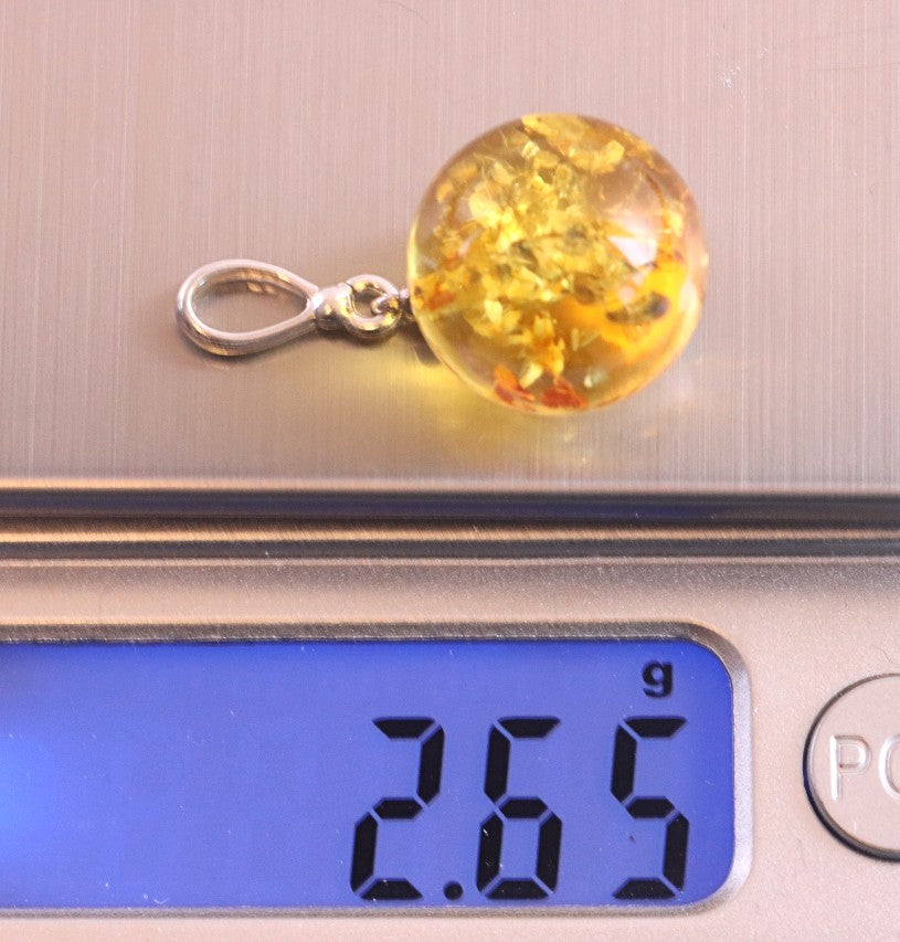 Sterling Silver Honey Drop Amber Pendant