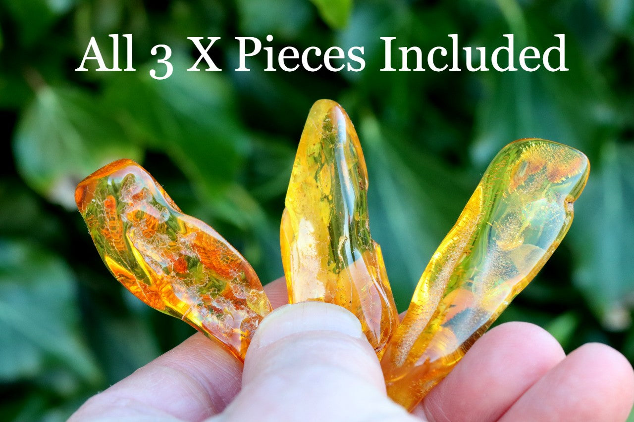 3 X Amber Gemstones / Sharing Long Distance Gift