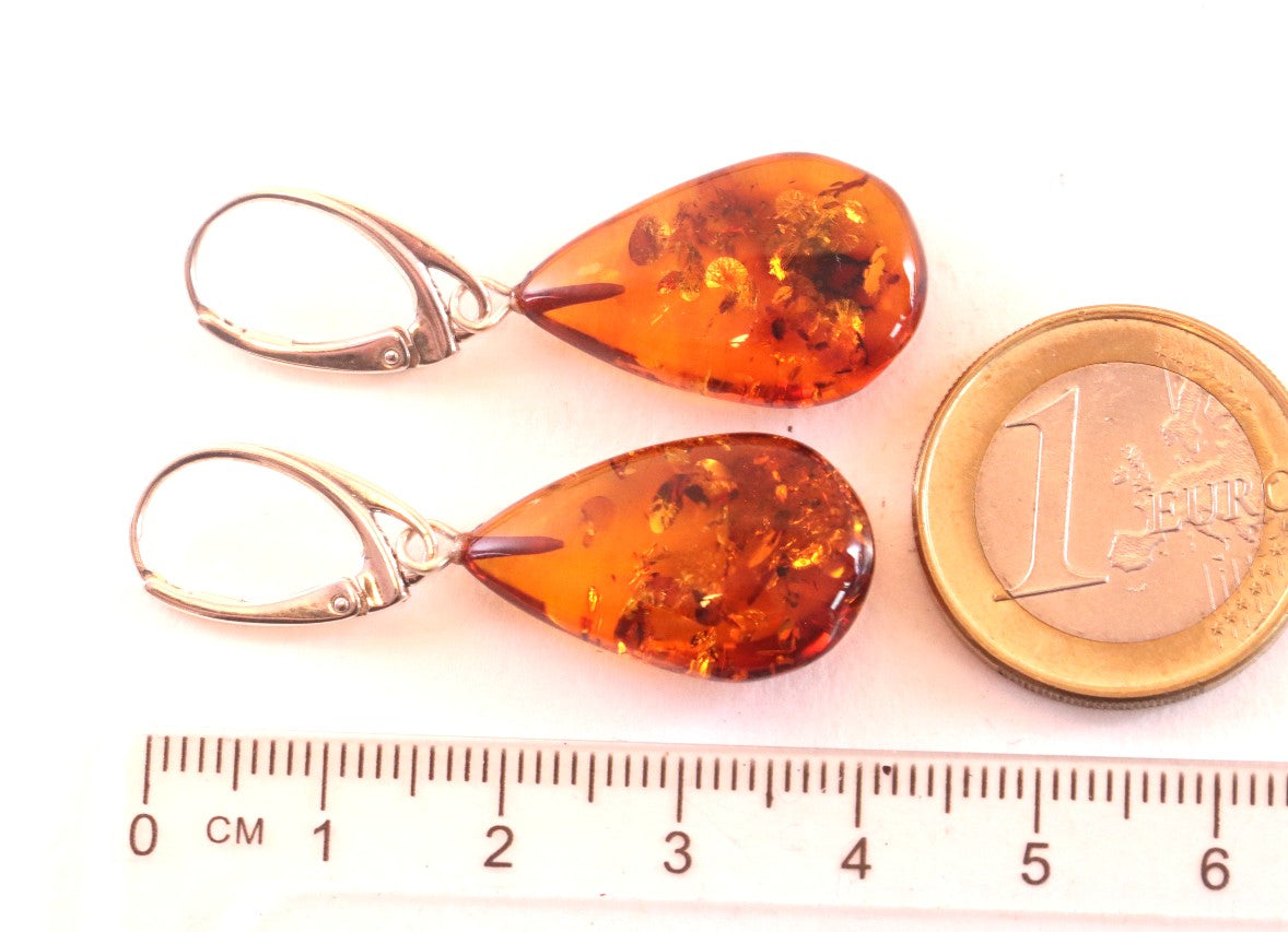 Baltic Amber Earrings on 925 Sterling Silver Only One Available