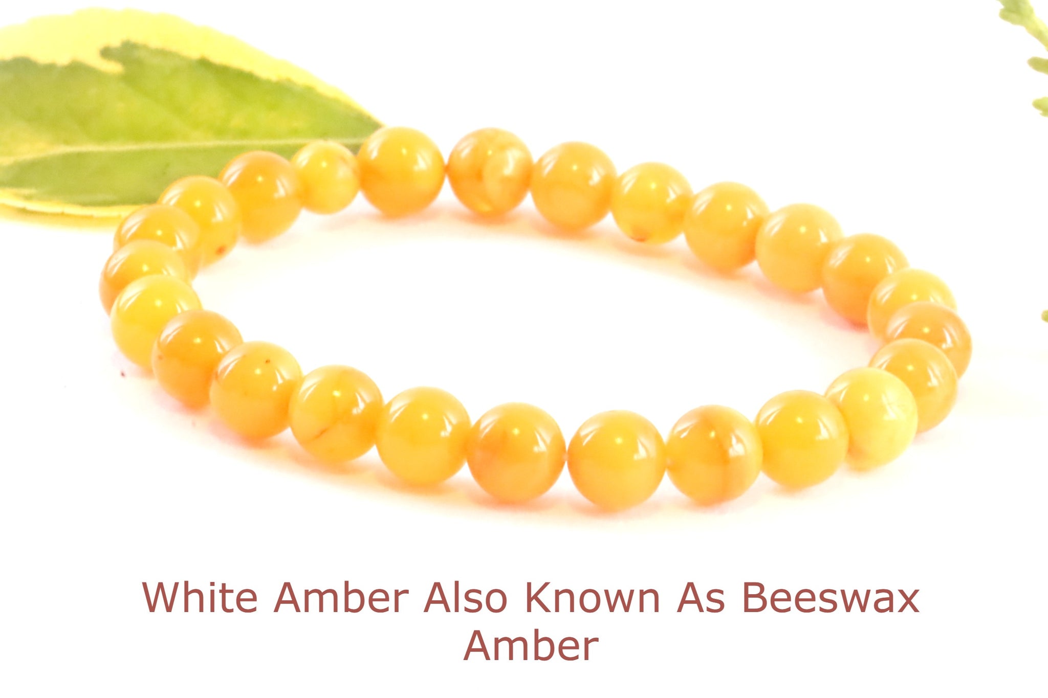 Perfect Round White Baltic Amber Bracelet