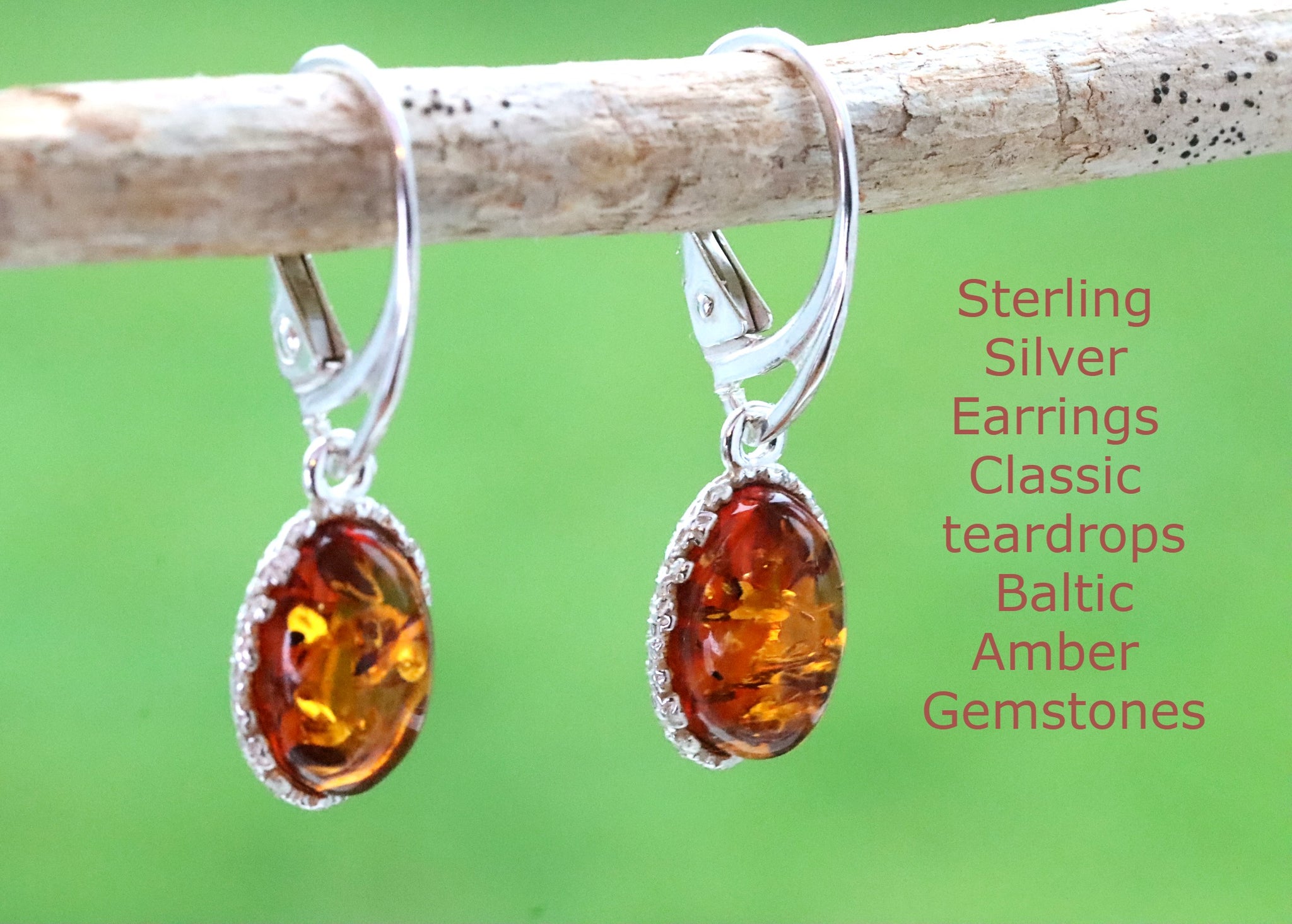 Baltic Amber Earrings on 925 Sterling Silver