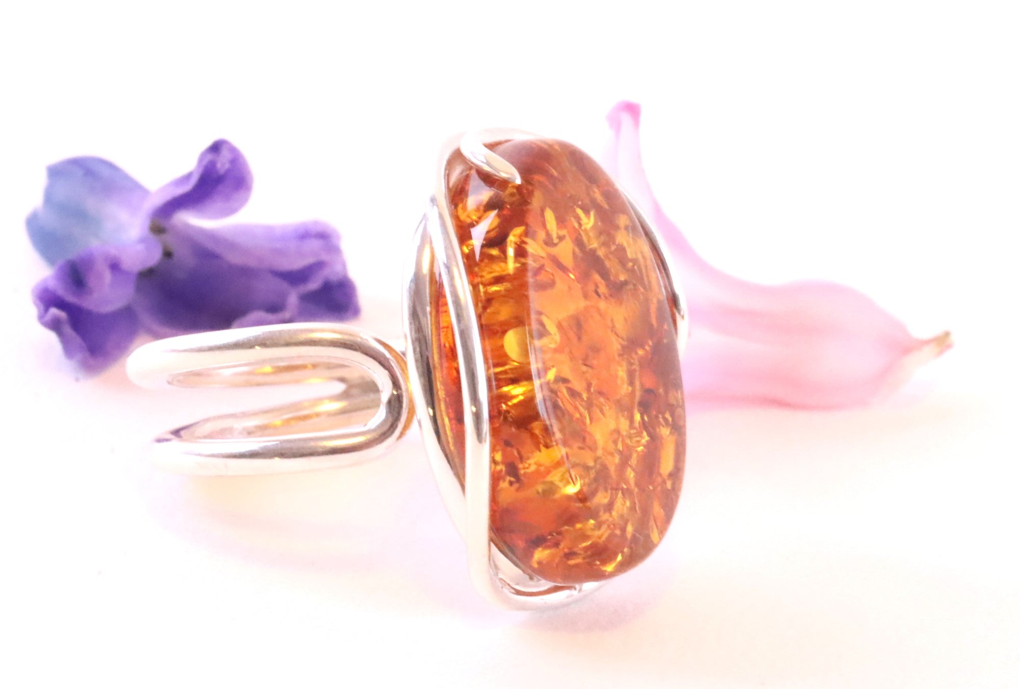 925 Sterling Silver Baltic Amber Ring