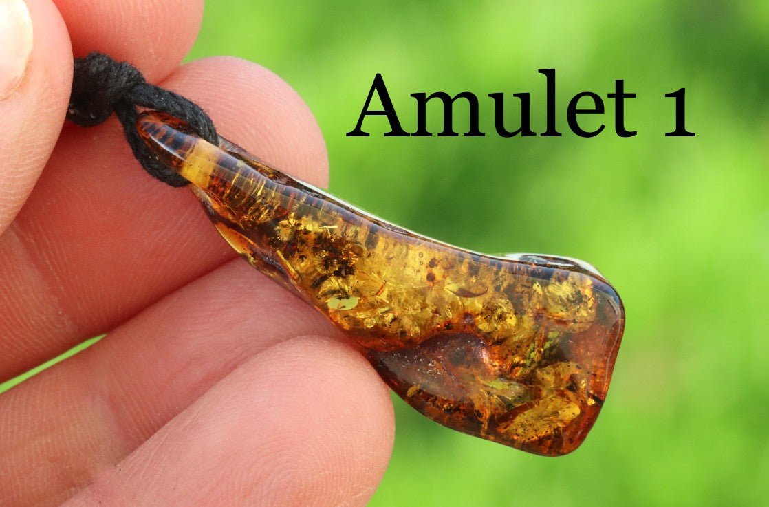 Set of 3 Handmade Baltic Amber Amulets