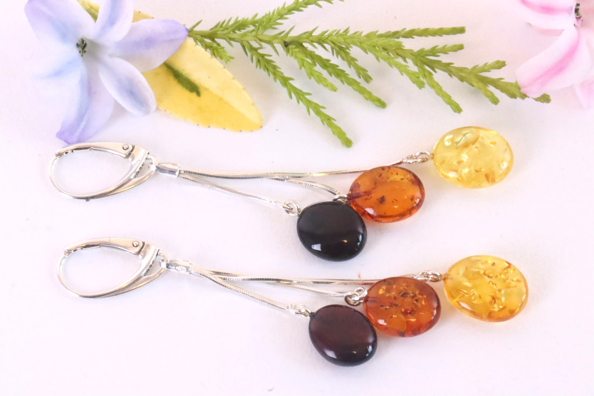 Trio Amber Drops Earrings