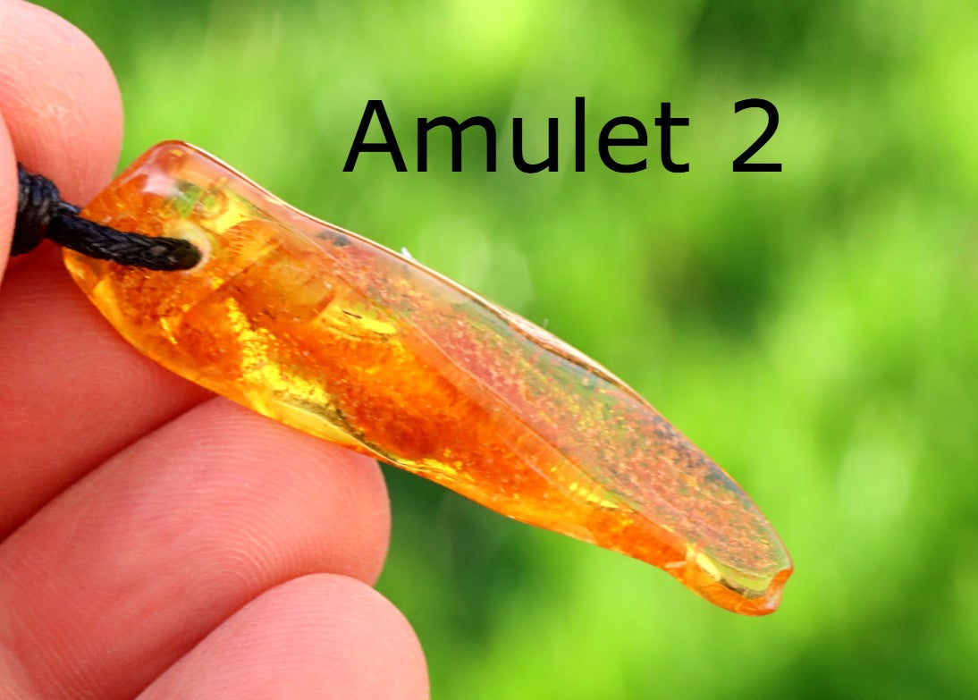 Set of 3 Handmade Baltic Amber Amulets