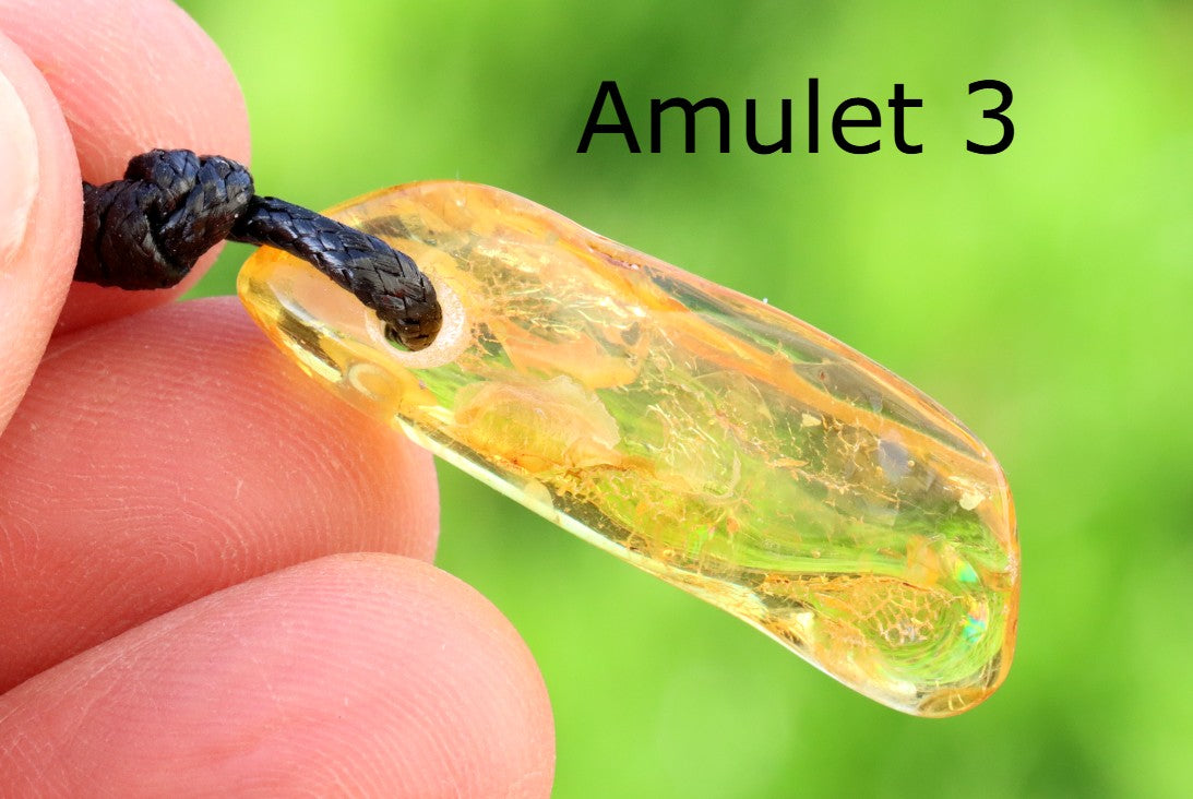 Set of 3 Handmade Baltic Amber Amulets