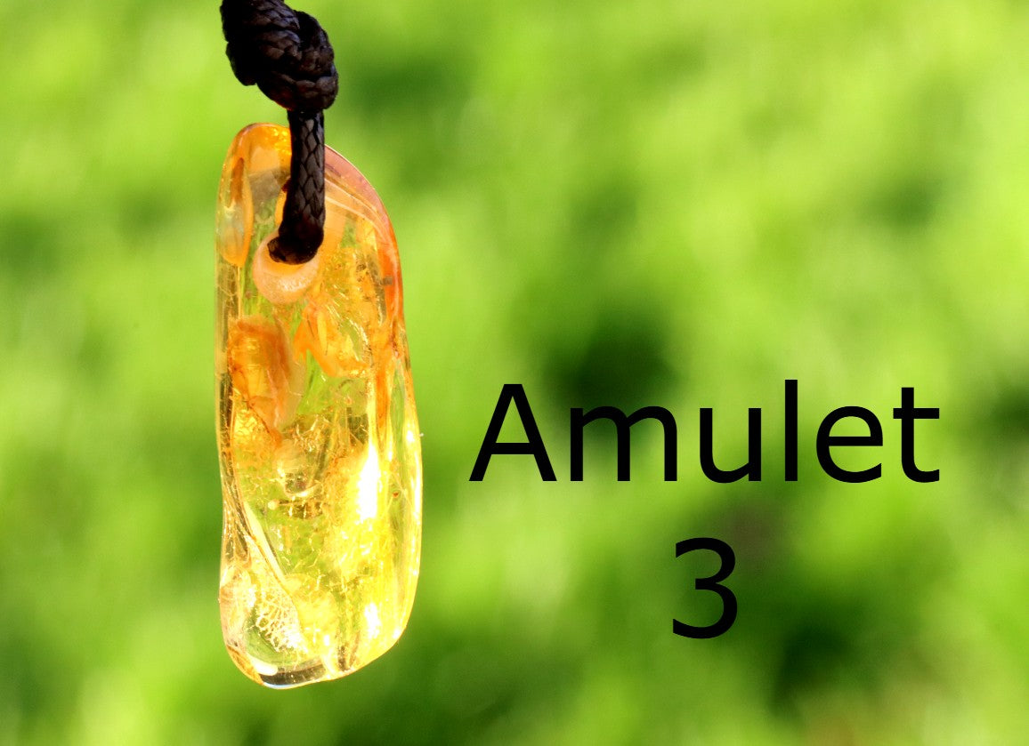 Set of 3 Handmade Baltic Amber Amulets