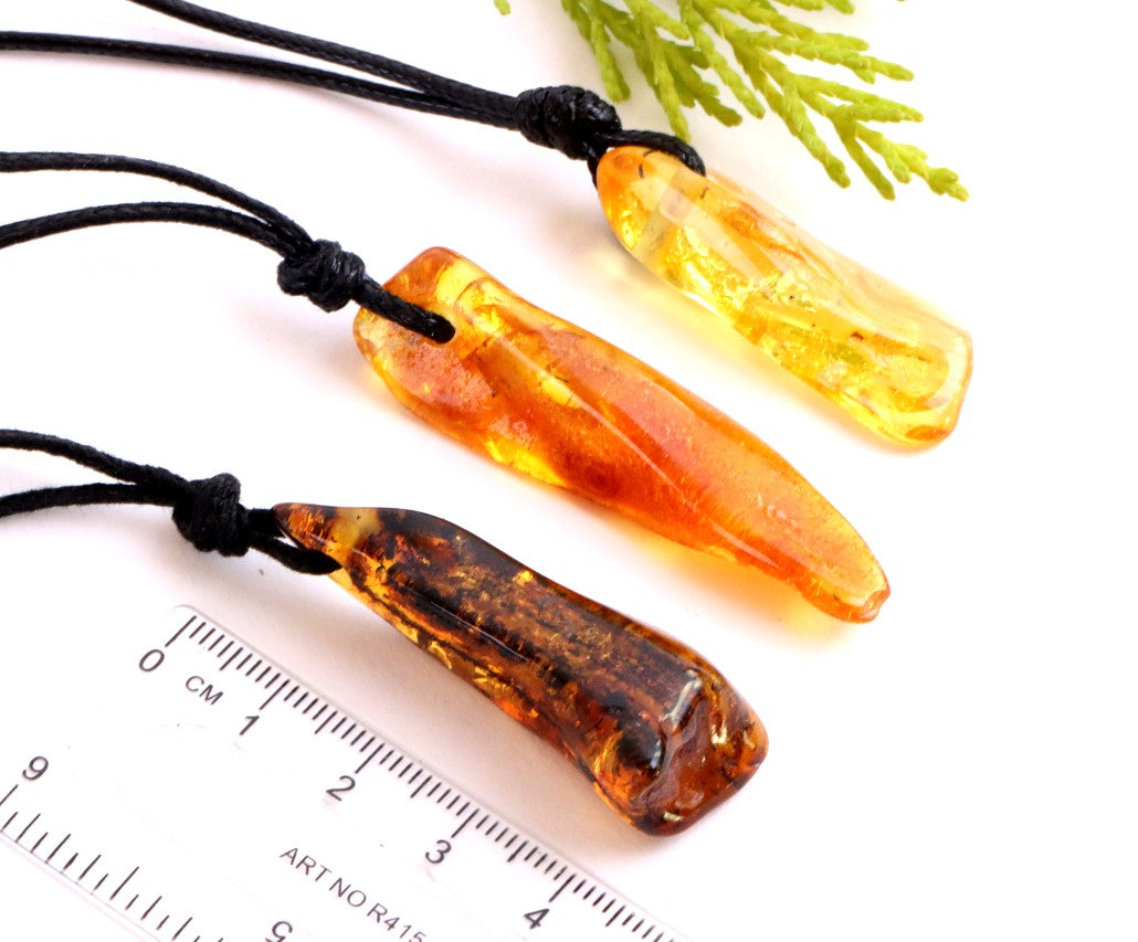 Set of 3 Handmade Baltic Amber Amulets