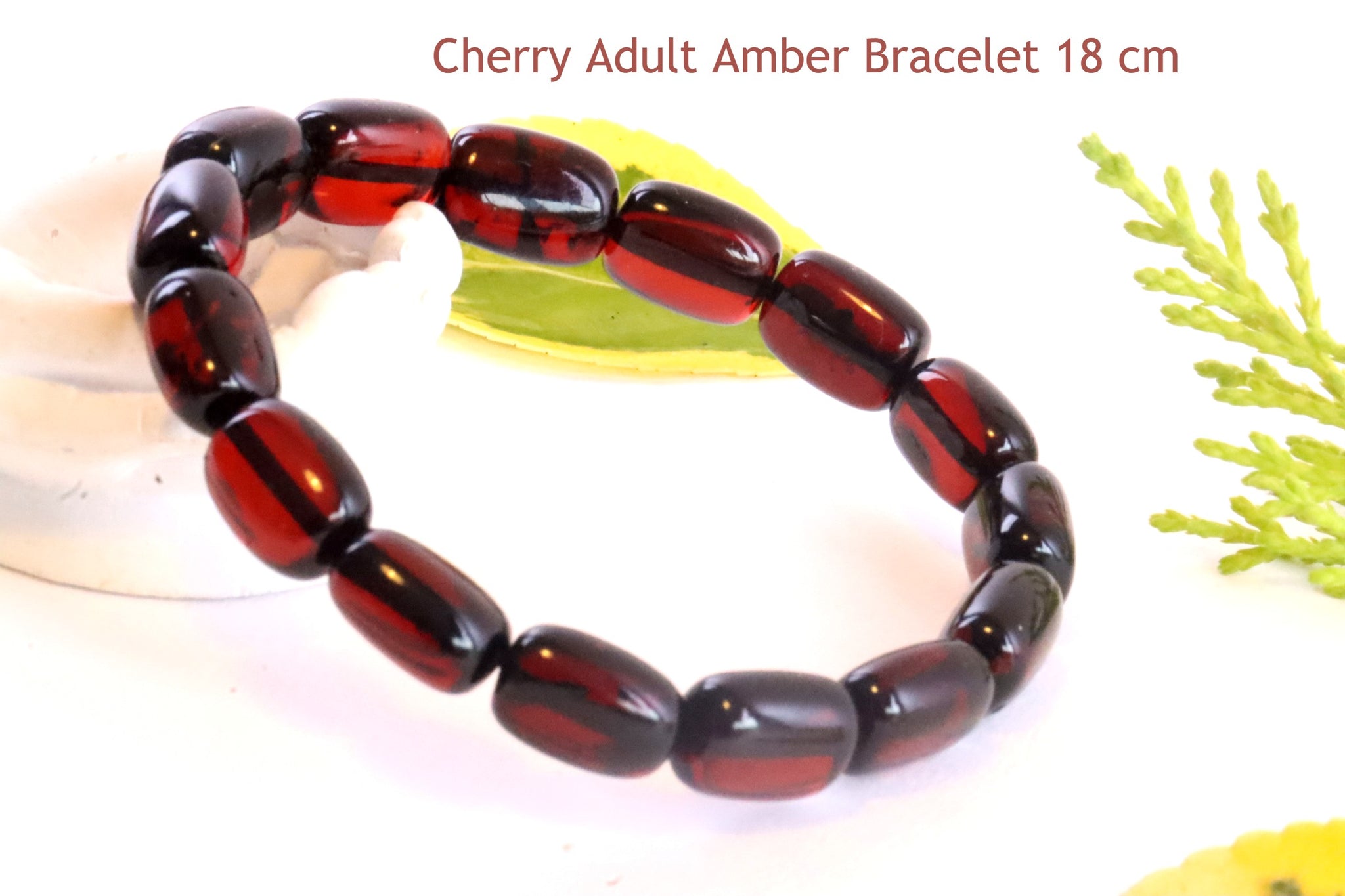 Cherry Cylinder Baltic Amber Adult Bracelet