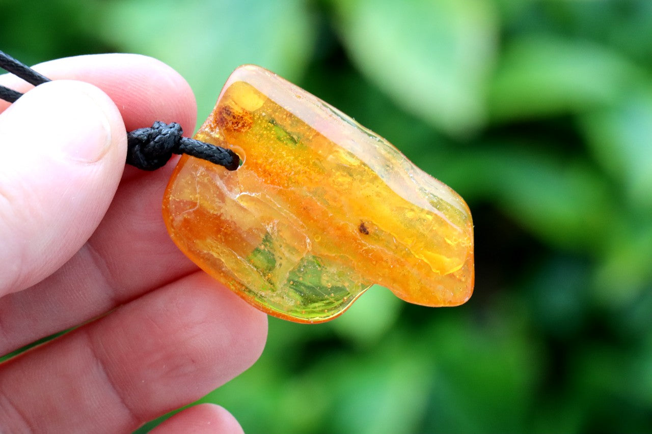 40-Million-Year-Old Insect Inclusion in Baltic Amber – Fossil Amulet Pendant