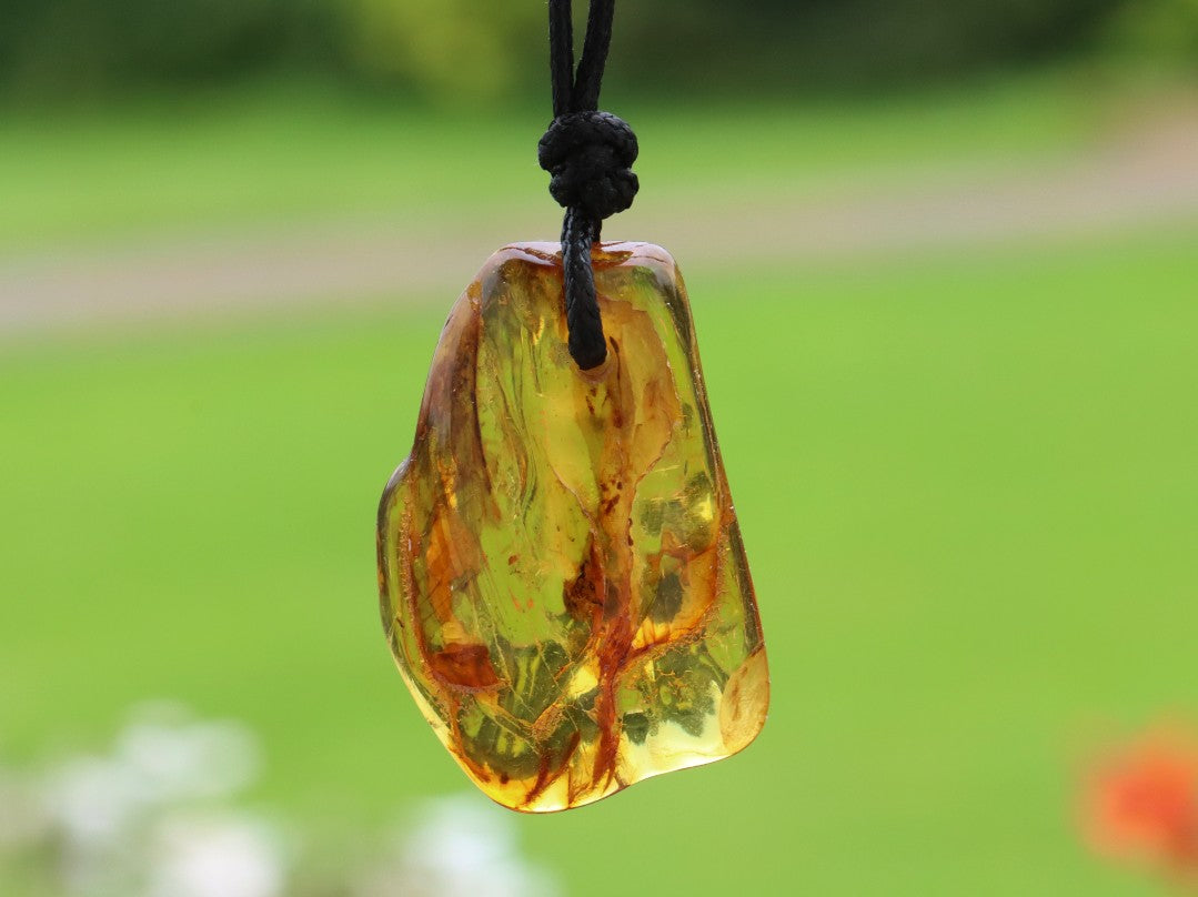 Amulet Necklace - Handmade Natural Baltic Amber Amulet Pendant